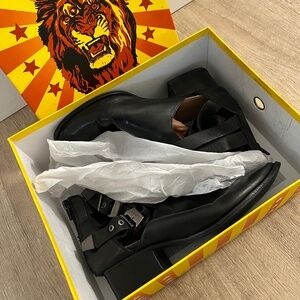 Jeffrey Campbell Everly Black Leather Cutout Ankle Booties